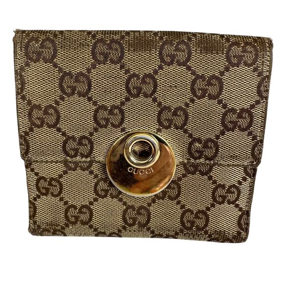 GUCCI Vintage Eclipse GG Canvas Compact Wallet with dust bag - Picture 1 of 16